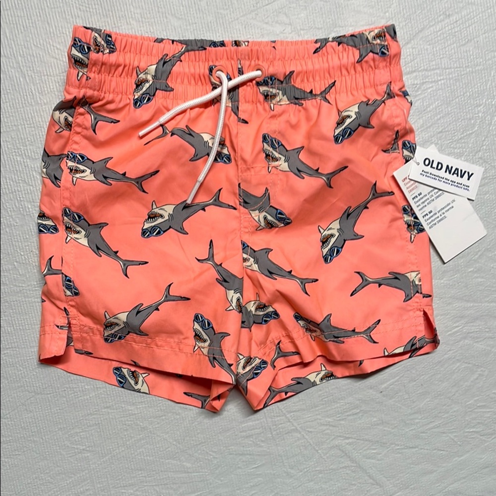 Old Navy Coral Shark Print Swim Shorts